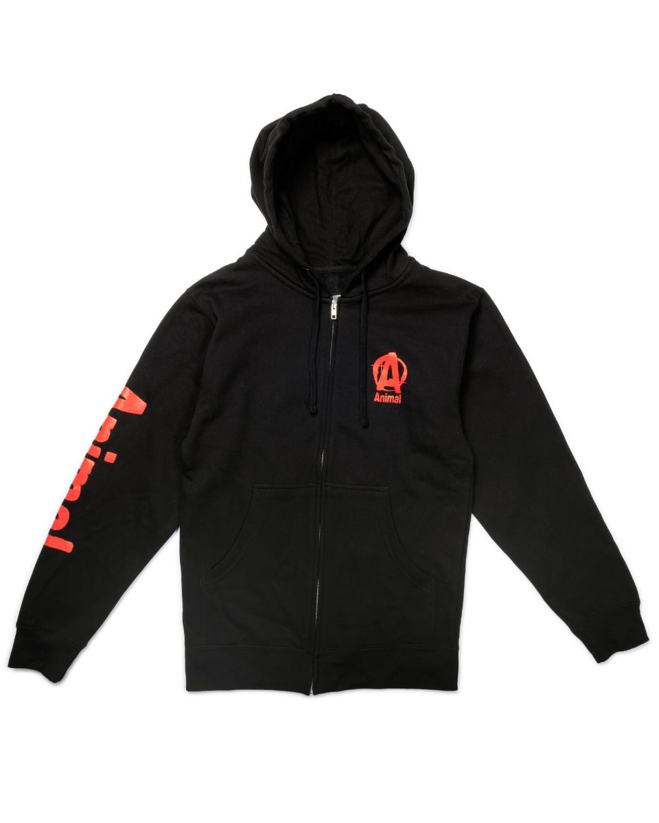 Thin black discount zip up hoodie